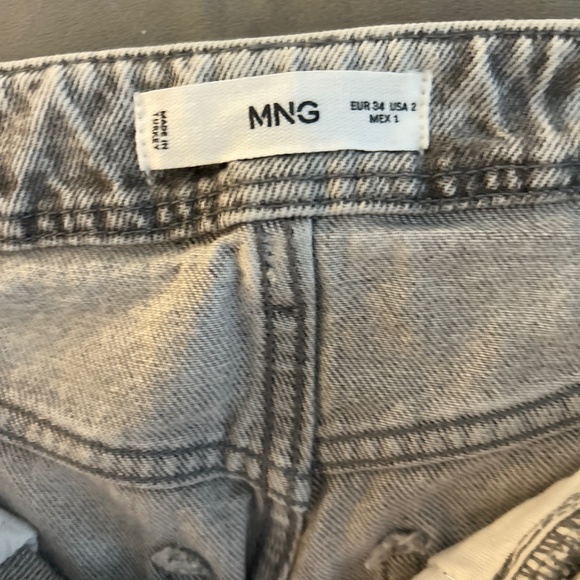 Mango Light Grey Bow Cotton Jeans/Culottes - Size 34 - Picture 11 of 13